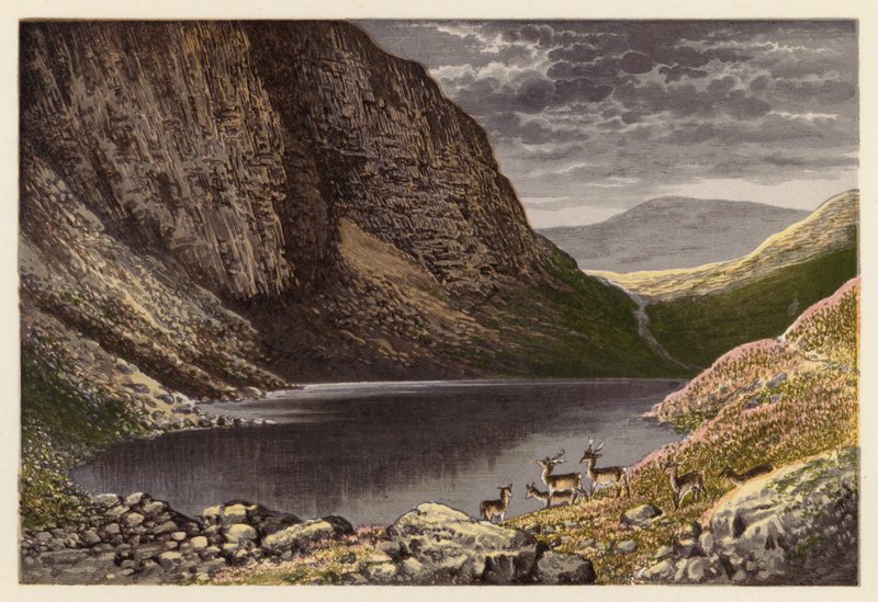 Paisajes de lagos escoceses: The Dhu Loch, Loch-na-gar (litografía en color) de Alexander Francis (after) Lydon