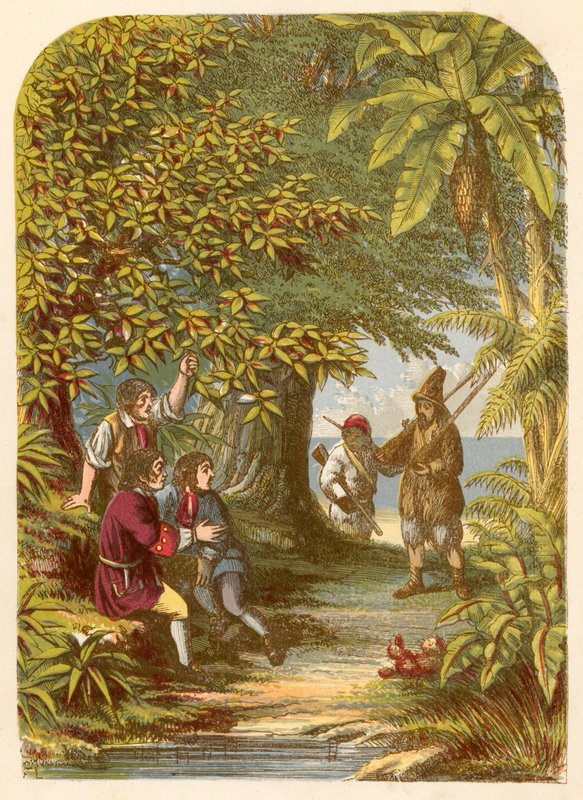 Robinson Crusoe sorprendiendo a los tres ingleses de Alexander Francis Lydon