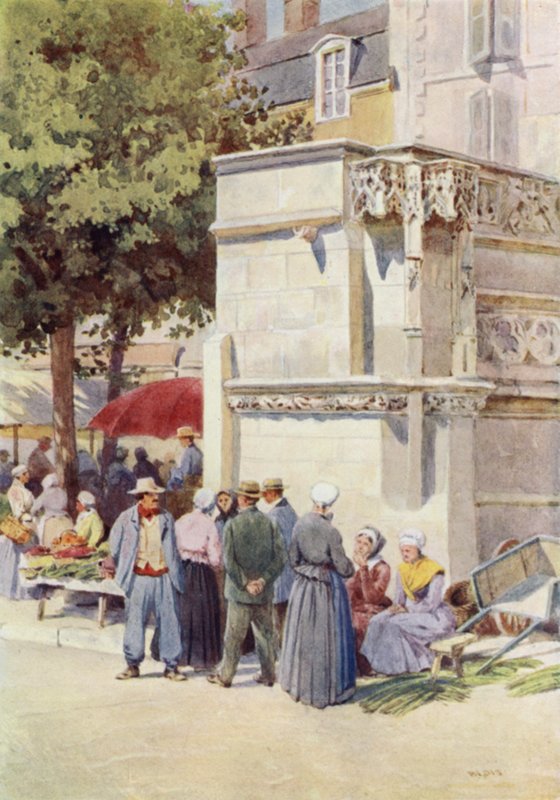 Blois, la Fuente de Luis XII, en el Market-Place (litografia en color) de Alexander Henry Hallam Murray