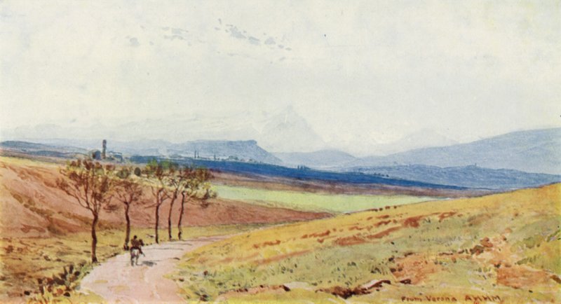 Los Alpes desde Verona (litografia en color) de Alexander Henry Hallam Murray