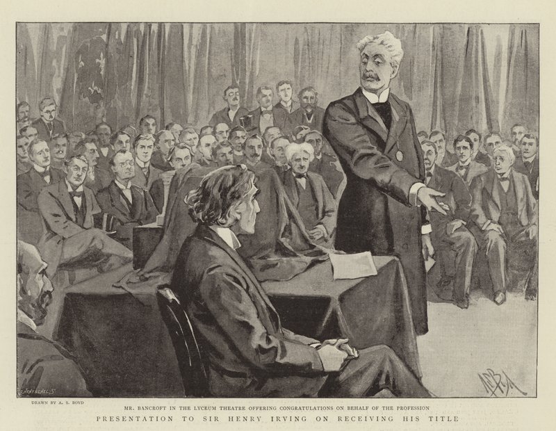 Presentación a Sir Henry Irving al recibir su título de Alexander Stuart Boyd