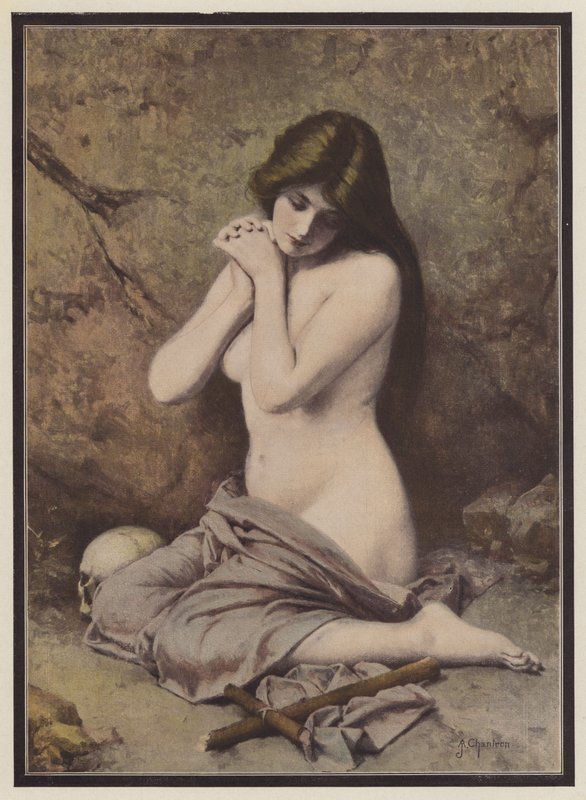 María Magdalena arrepentida (litografia en color) de Alexandre Jacques Chantron