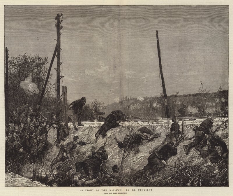 Una pelea en el ferrocarril de Alfred Brunel de Neuville
