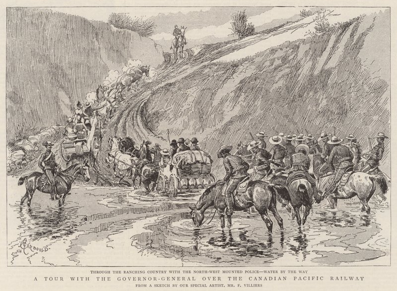 Un recorrido con el Gobernador General por el Ferrocarril del Pacífico Canadiense de Alfred Chantrey Corbould