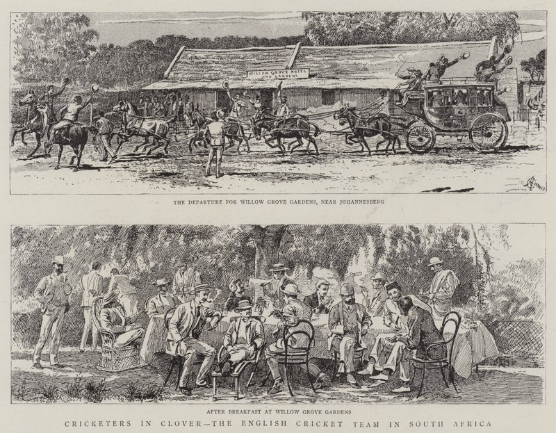 Jugadores de cricket en Clover, el equipo de cricket inglés en Sudáfrica de Alfred Chantrey Corbould