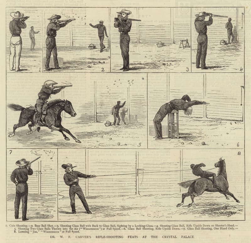 Hazañas de tiro con rifle del Dr. W F Carver en el Crystal Palace de Alfred Chantrey Corbould