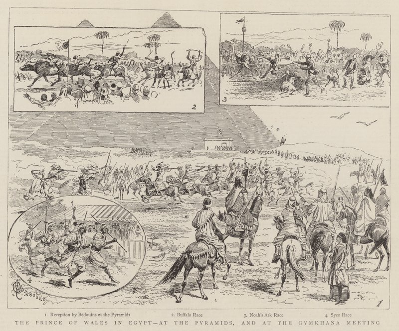 El Príncipe de Gales en Egipto, en las Pirámides y en la reunión de Gymkhana de Alfred Chantrey Corbould