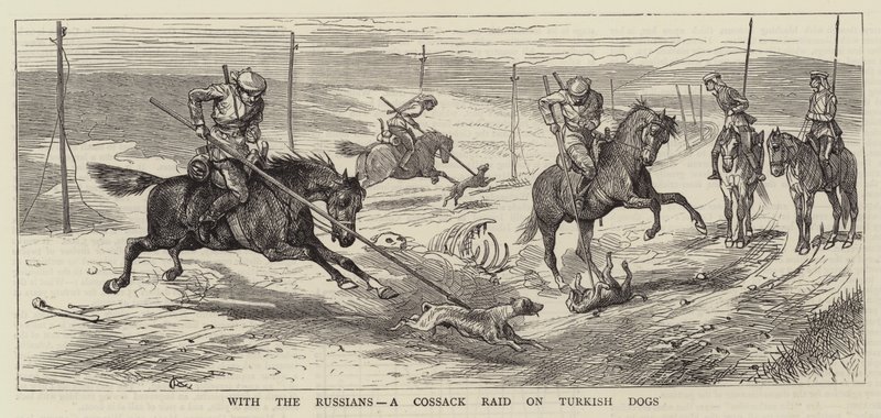 Con los rusos, una incursión cosaca en perros turcos de Alfred Chantrey Corbould