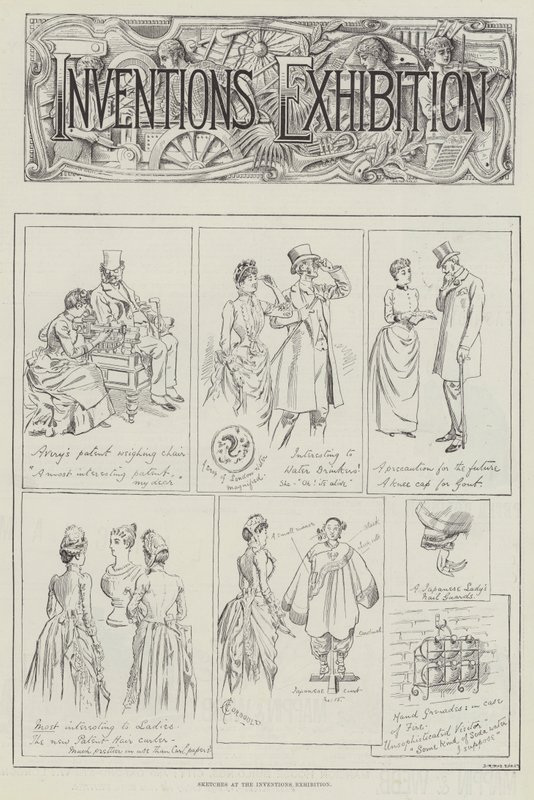 Bocetos en la Exposición de Invenciones de Alfred Courbould