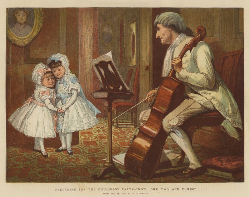 Preparativos para la fiesta infantil, Ahora, Uno, Dos y Tres de Alfred Edward Emslie