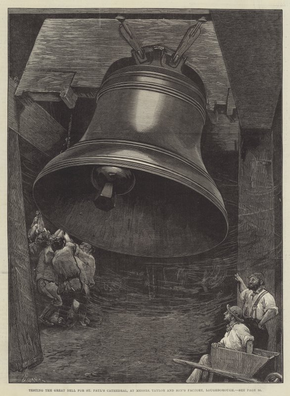 Prueba de la Gran Campana para la Catedral de San Pablo, en la fábrica de Messers Taylor and Son, Loughborough de Alfred Edward Emslie