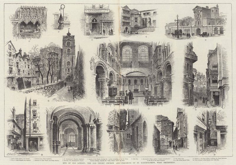 Partes del Viejo Londres, la Antigua Iglesia Prioral y Recintos de St Bartholomew, West Smithfield de Alfred Robert Quinton