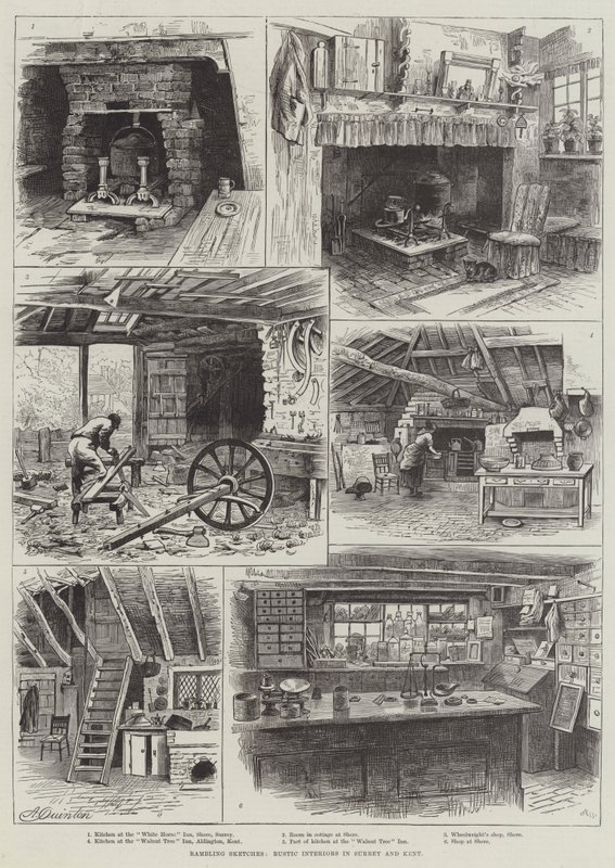 Bocetos ambulantes, interiores rústicos en Surrey y Kent de Alfred Robert Quinton
