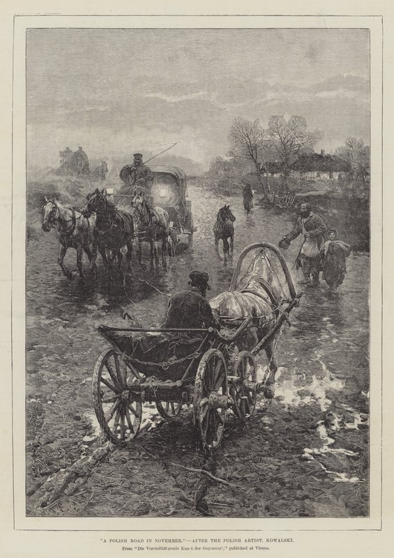 Un camino polaco en noviembre de Alfred von Wierusz Kowalski