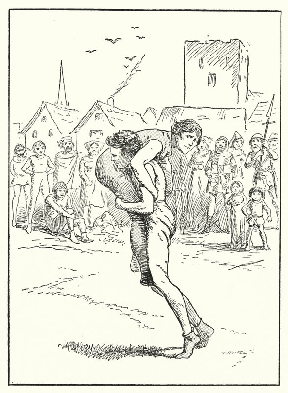 Merrie England: Un combate de lucha libre (litografía) de Alfred (after) Pearse
