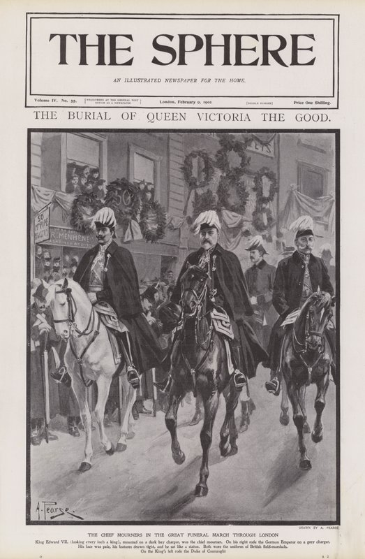 Los principales dolientes en la procesión fúnebre de la Reina Victoria por Londres de Alfred (after) Pearse