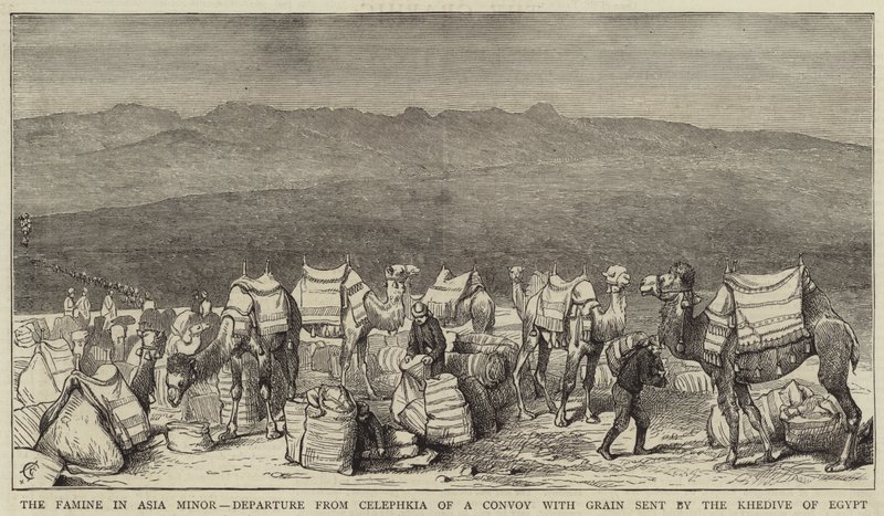 La Hambruna en Asia Menor, Salida de Celephkia de un Convoy con Grano enviado por el Jedive de Egipto de Alfred Chantrey Corbould