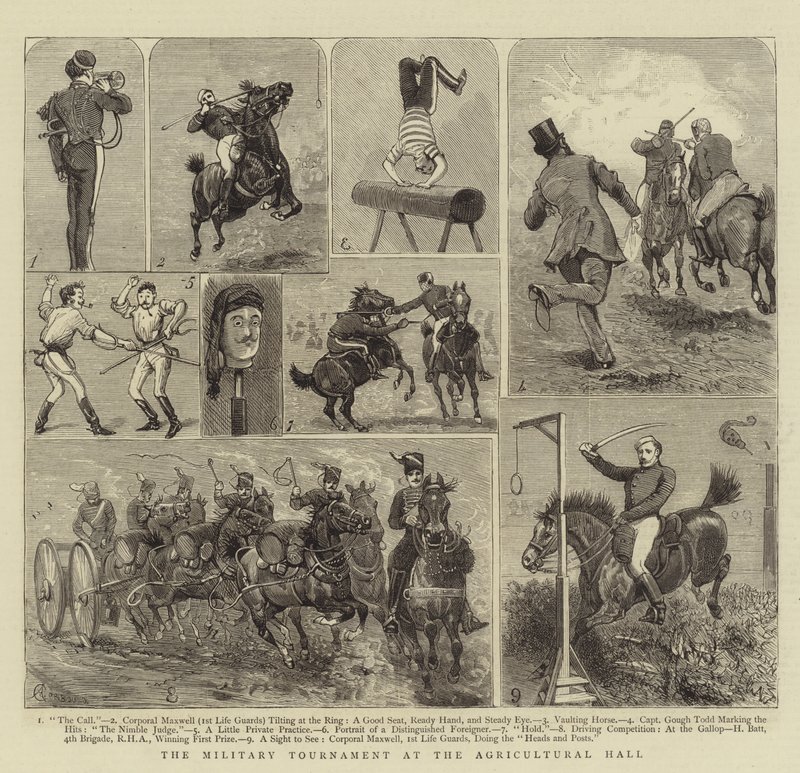 El torneo militar en el Agricultural Hall de Alfred Chantrey Corbould