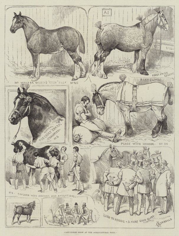 Exposición de caballos de tiro en el Agricultural Hall de Alfred Courbould