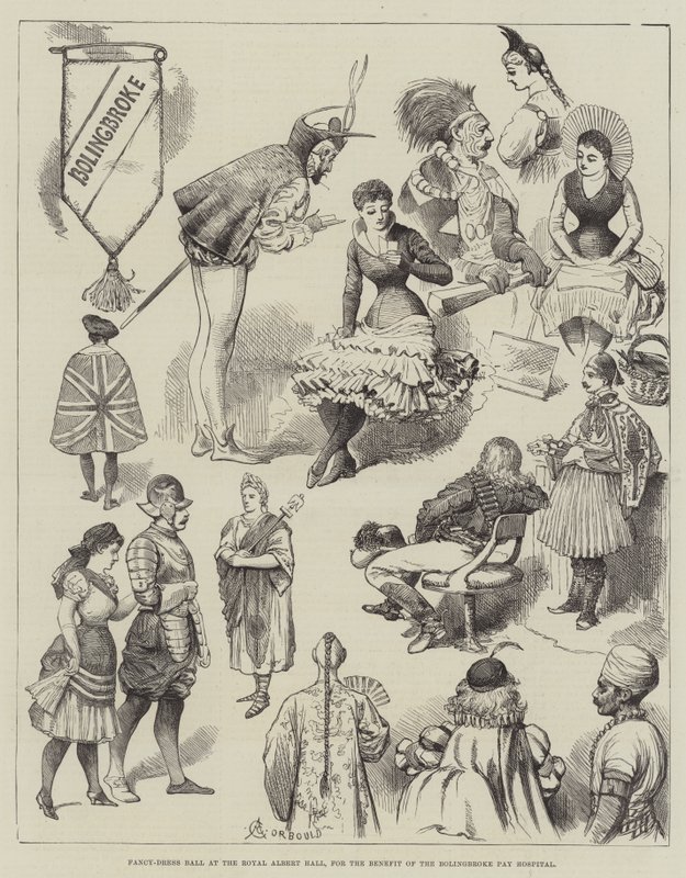 Baile de disfraces en el Royal Albert Hall, en beneficio del Bolingbroke Pay Hospital de Alfred Courbould