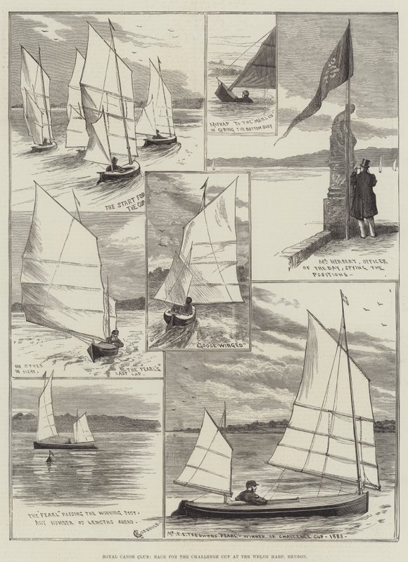 Royal Canoe Club, Carrera por la Copa Desafío en el Welsh Harp, Hendon de Alfred Courbould