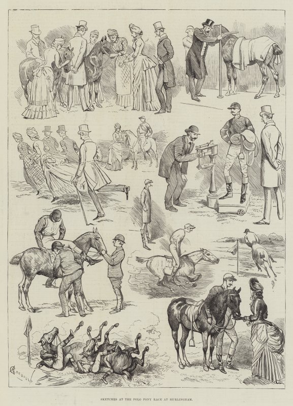 Bocetos en la carrera de polo en Hurlingham de Alfred Courbould