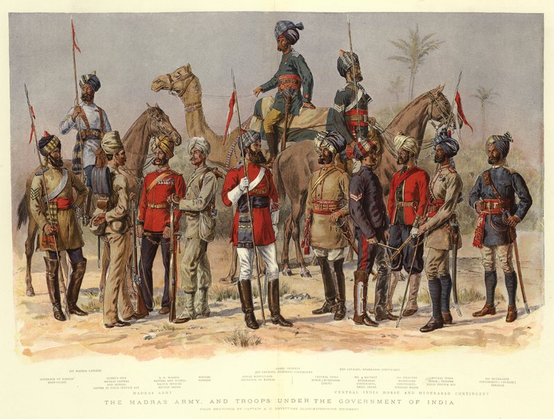 El ejército de Madrás y las tropas bajo el gobierno de la India de Alfred Crowdy Lovett