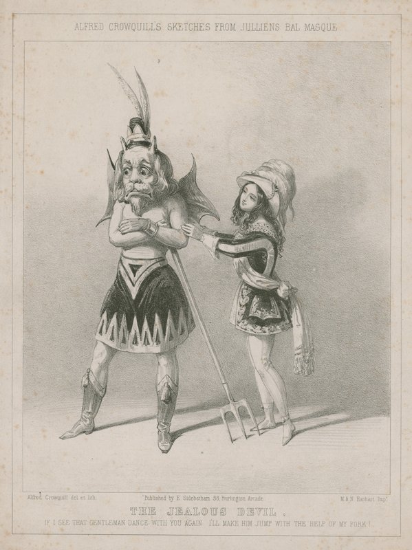 Bocetos de Alfred Crowquill del baile de máscaras de Jullien: El diablo celoso de Alfred Crowquill