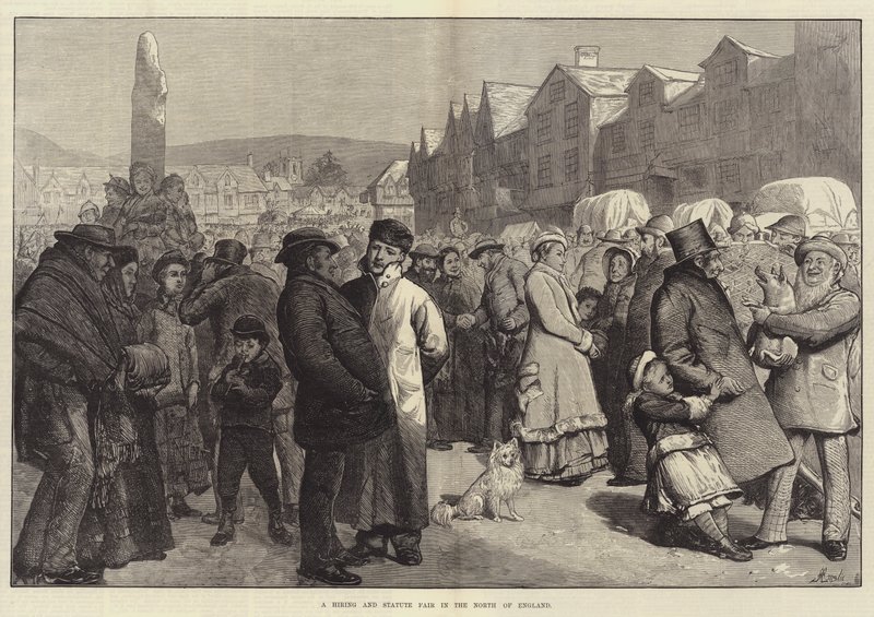 Una feria de contratación y estatuas en el norte de Inglaterra de Alfred Edward Emslie