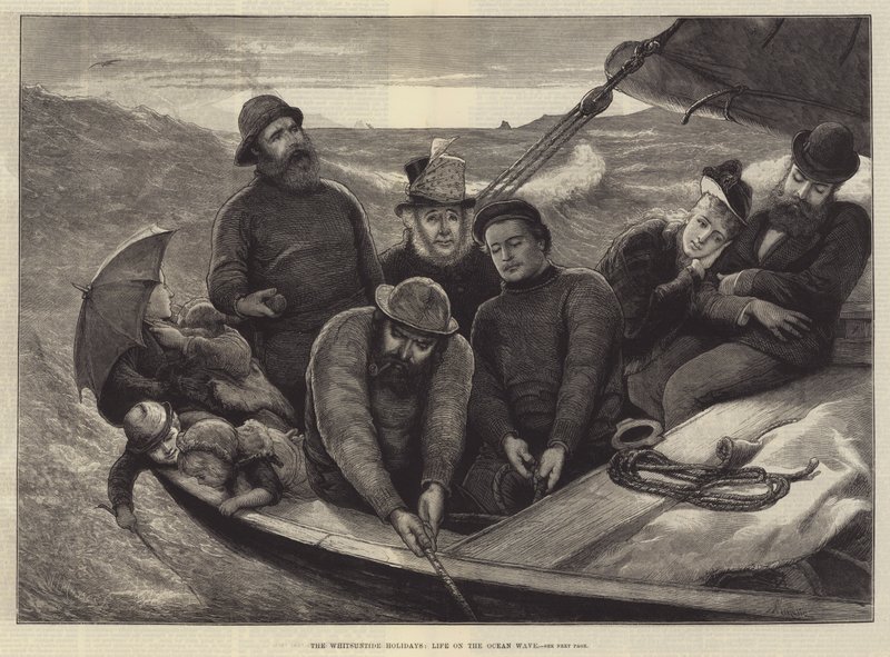 Las vacaciones de Pentecostés, vida en la ola del océano de Alfred Edward Emslie