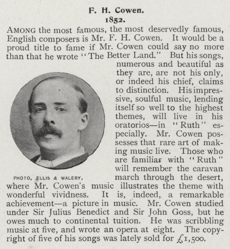 Frederic Hymen Cowen, pianista, director y compositor británico (foto en blanco y negro) de Alfred Ellis and Walery