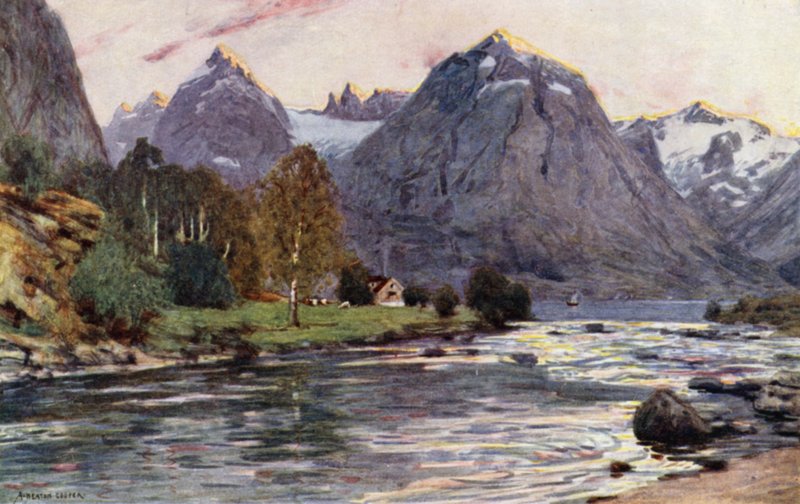Un río de salmón, Stryn, Nord Fjord de Alfred Heaton Cooper
