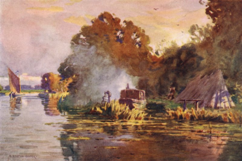Un pescador de anguilas en el Bure, Norfolk de Alfred Heaton Cooper