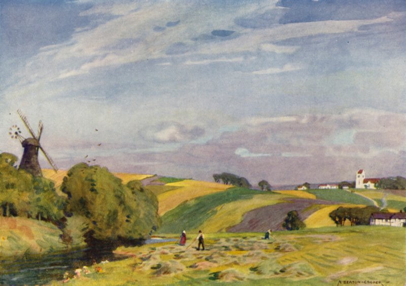 Dinamarca: un paisaje típico danés, sur de Jutlandia (litografia en color) de Alfred Heaton Cooper