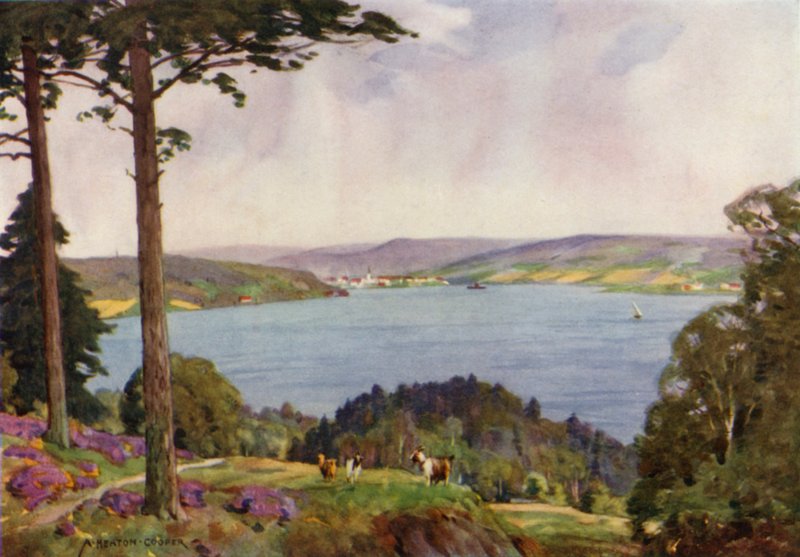 Dinamarca: Vejle Fiord, sur de Jutlandia (litografia en color) de Alfred Heaton Cooper