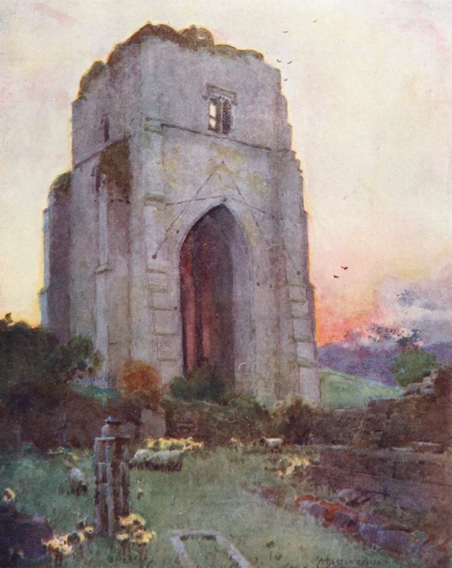 Distrito de los Lagos: Abadía de Shap (litografía en color) de Alfred Heaton Cooper