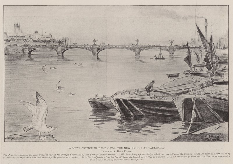 Un diseño muy criticado para el nuevo puente en Vauxhall de Alfred Hugh Fisher