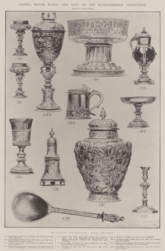 Costosa vajilla de plata, la venta de la colección Dunn-Gardner de Alfred Hugh Fisher