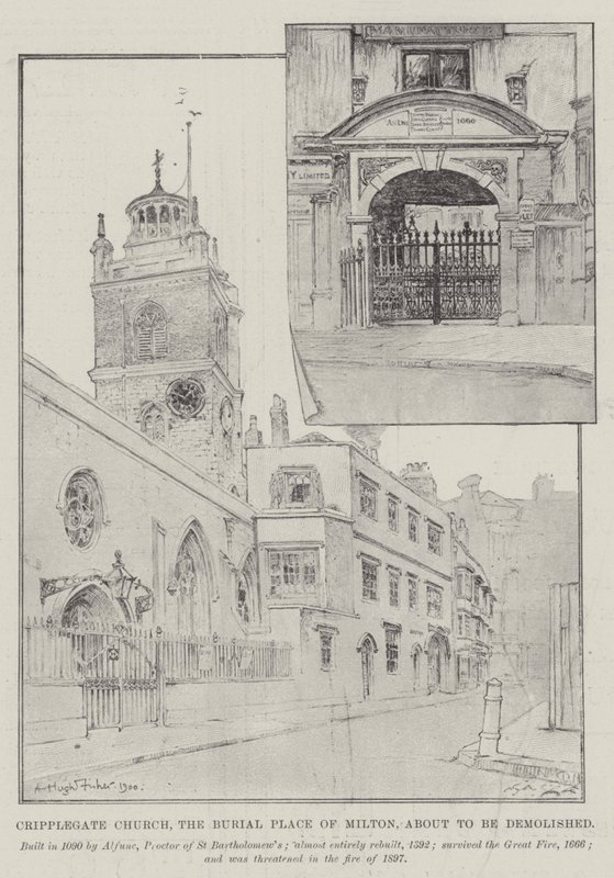Iglesia de Cripplegate, el lugar de entierro de Milton, a punto de ser demolida de Alfred Hugh Fisher
