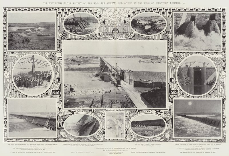 La Nueva Época en la Historia del Nilo, la Presa de Asuán, inaugurada por el Duque de Connaught, 10 de diciembre de Alfred Hugh Fisher