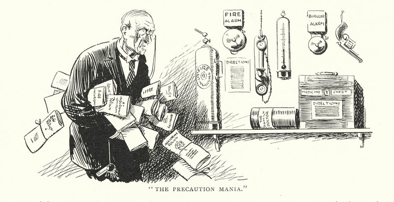 Precaution Mania (litografía) de Alfred Leete
