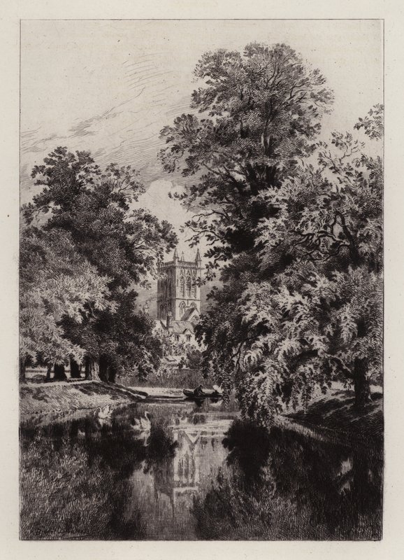 Cambridge: El Cam cerca de Trinity College, con la Torre de la Capilla de St John