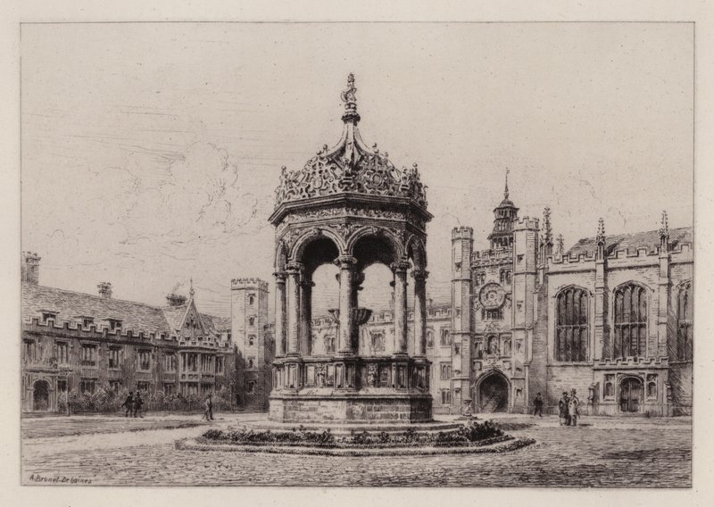 Cambridge: El Gran Patio del Trinity College de Alfred Louis Brunet Debaines