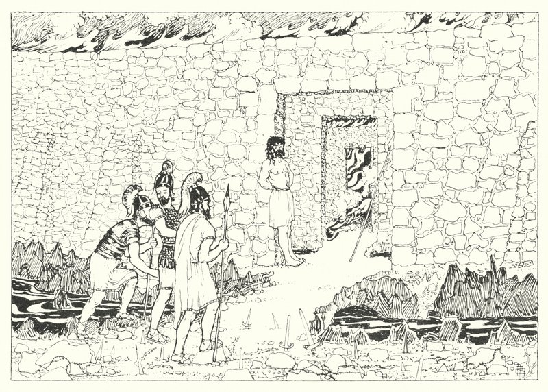 Historia verdadera de Lucian: Entrada a la Isla del Tormento (grabado) de Alfred Payne Garnett