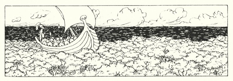 Historia verdadera de Lucian: Navegando por las copas de los árboles (grabado) de Alfred Payne Garnett