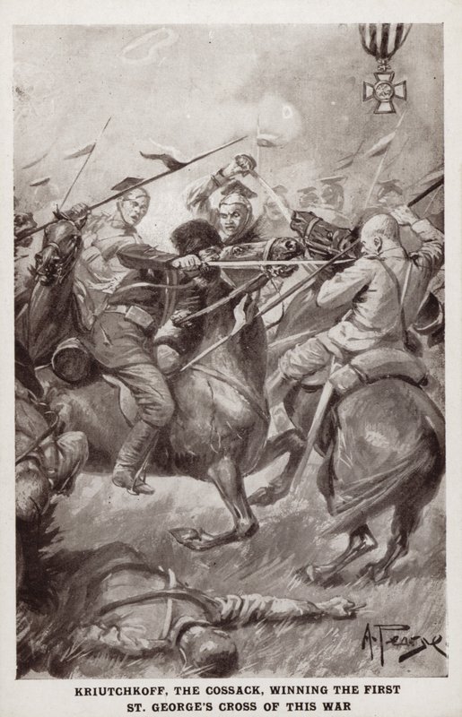 Kriutchkoff, el cosaco, ganando la primera Cruz de San Jorge de la Primera Guerra Mundial de Alfred Pearse