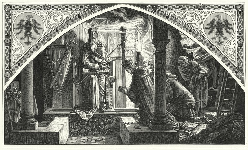 Otón III en la tumba de Carlomagno de Alfred Rethel