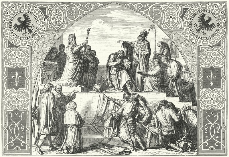 El bautismo del jefe sajón Widukind, 785 de Alfred Rethel