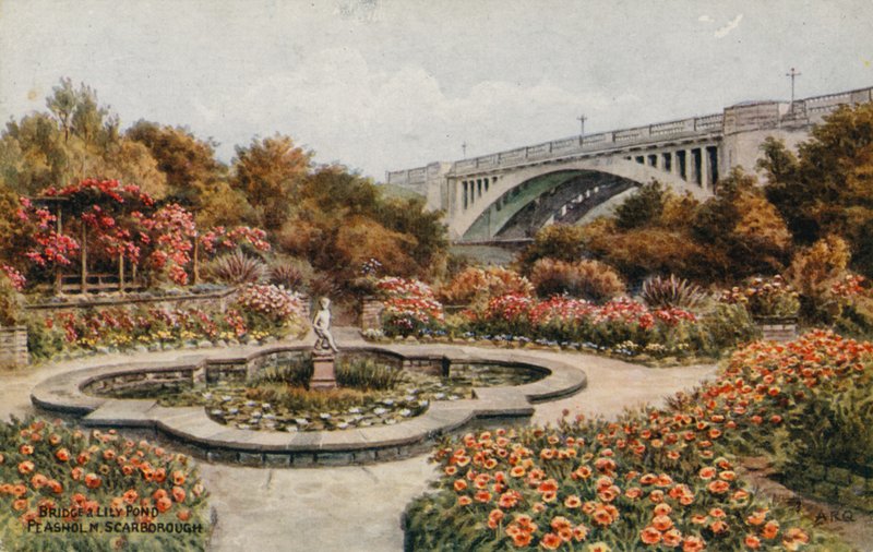 Puente y estanque de lirios, Peashol M, Scarborough de Alfred Robert Quinton