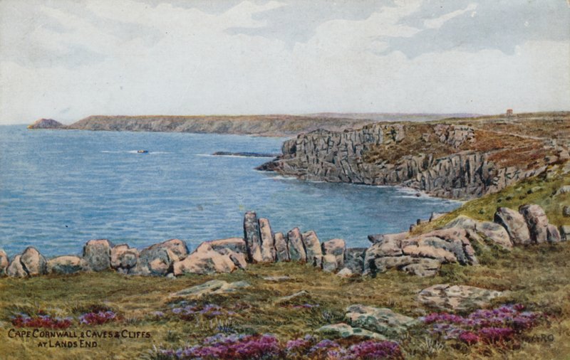 Cabo Cornwall, y cuevas y acantilados en Lands End de Alfred Robert Quinton